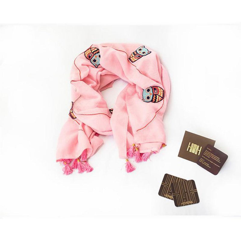 Pink Owl Cashmere scarf - Hemera Gifts
