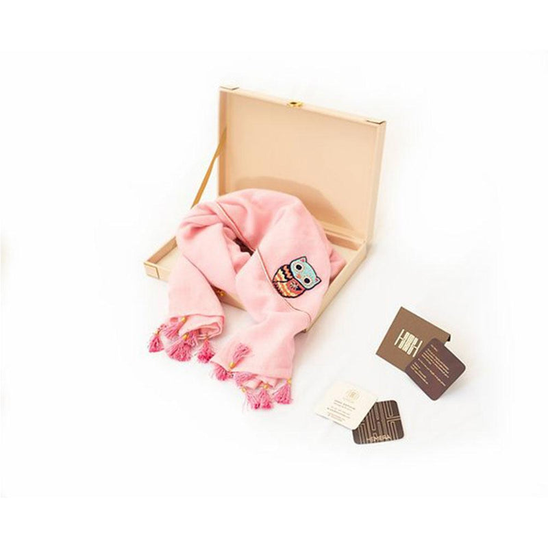 Pink Owl Cashmere scarf - Hemera Gifts