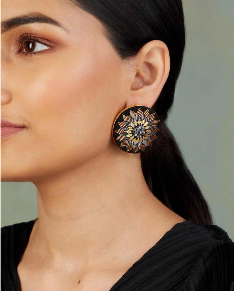Black Lotus Mandala Earrings - Hemera Labs Pty Ltd