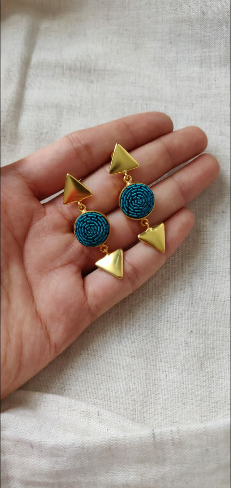 Turquoise Embroidered Earrings